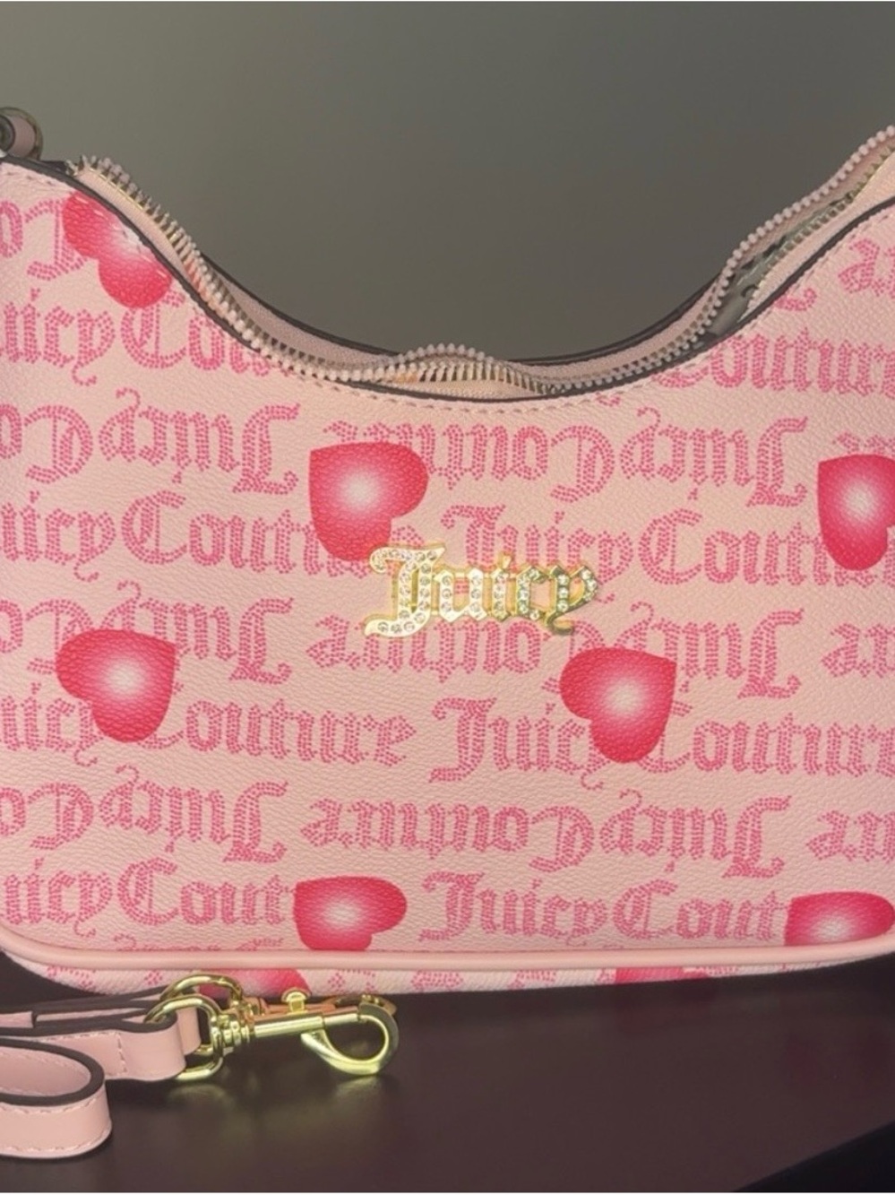 Juicy Couture Pink Logo & Heart Shoulder Bag